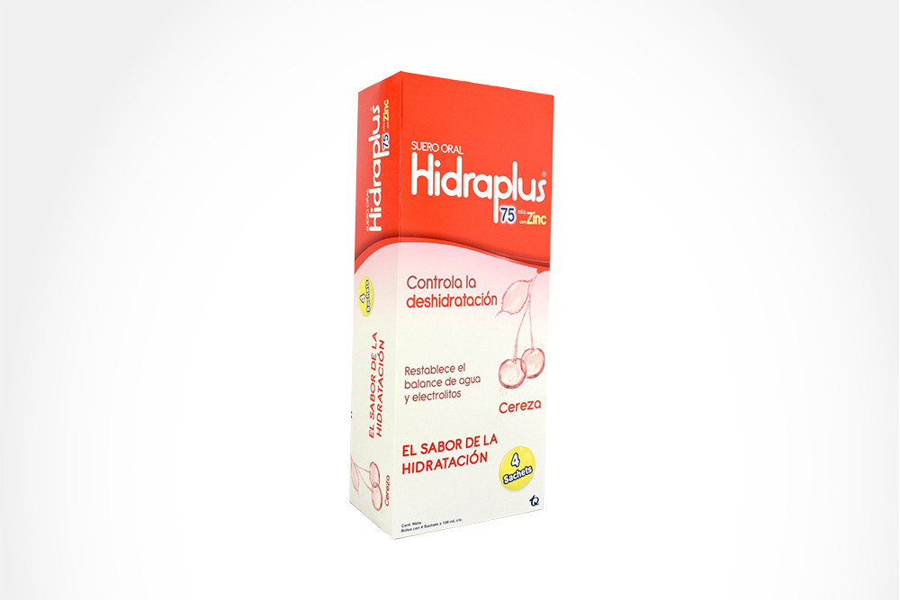 Hidraplus 75 290 / 150 / 260 mg Caja Con 4 Sachets Con 100 mL C/U - Sabor Cereza
