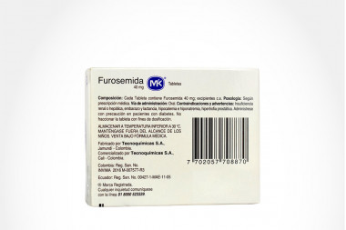 Furosemida MK 40 mg Caja Con 300 Tabletas