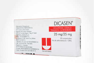 Dicasen 25 mg /25 mg Caja Con 20 Comprimidos 