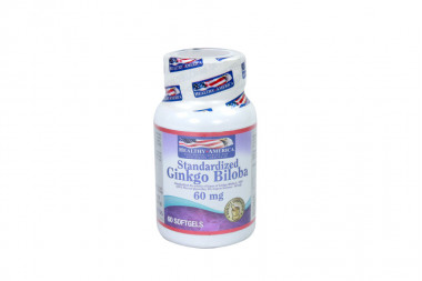 Ginkgo Biloba Healthy America 60 mg Frasco Con 60 Cápsulas Blandas