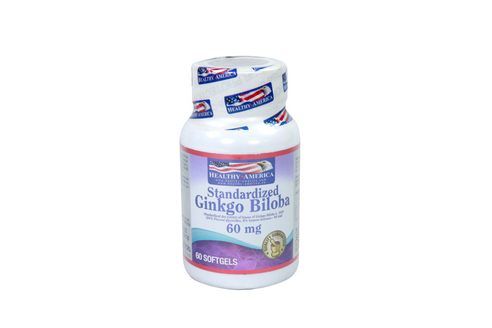 Ginkgo Biloba Healthy America 60 mg Frasco Con 60 Cápsulas Blandas
