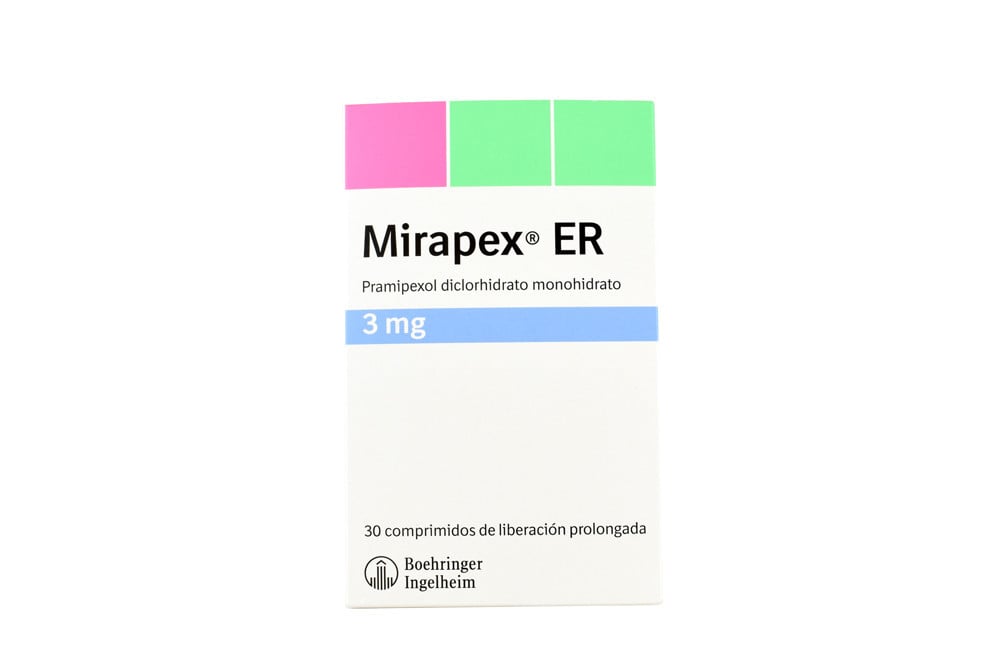 Mirapex ER 3 mg Caja Con 30 Comprimidos De Liberación Prolongada