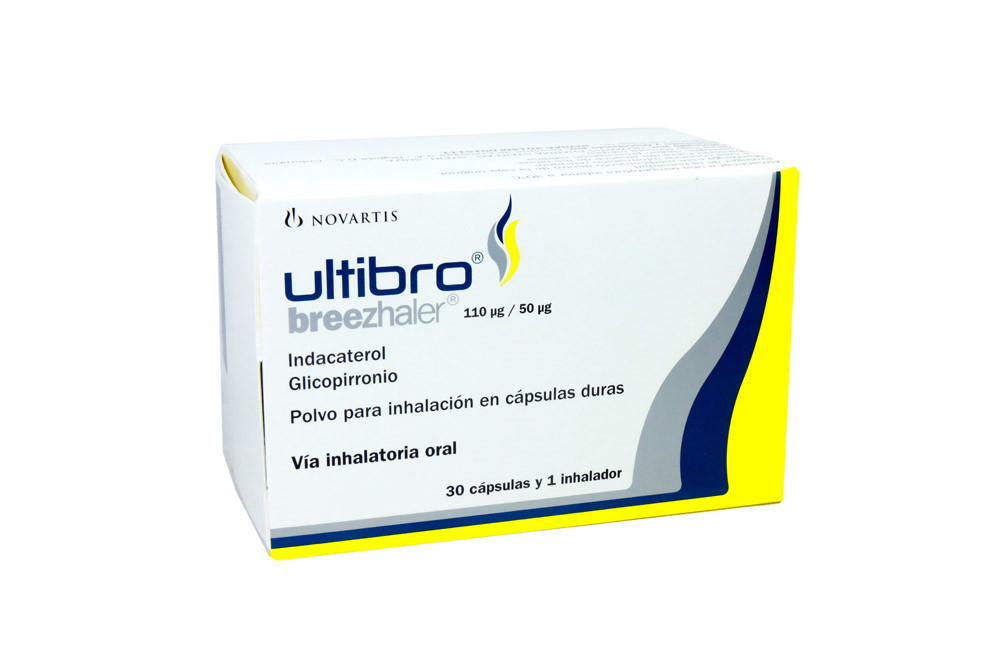 Ultibro Breezhaler Polvo 110 / 50 mcg Caja Con 30 Cápsulas y 1 Inhalador