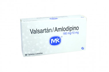 Valsartán / Amlodipino 160 / 10 mg Caja Con 30 Tabletas Cubiertas