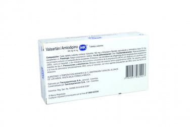 Valsartán / Amlodipino 160 / 10 Mg Caja Con 30 Tabletas Cubiertas