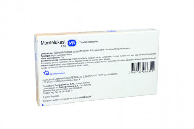 Montelukast 4 Mg Caja Con 10 Tabletas Recubiertas