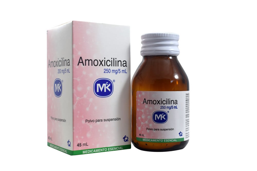 Amoxicilina 250 mg / 5 mL Polvo Caja Con Frasco De  45 mL - Suspensión
