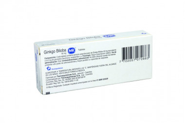 Ginkgo Biloba 40 mg Caja Con 20 Tabletas 