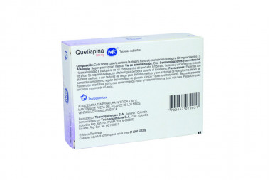 Quetiapina 300 mg Caja Con 30 Tabletas Cubiertas