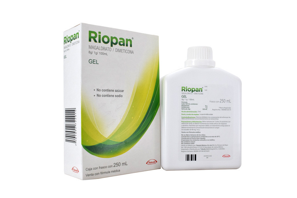 Riopan Gel 8 / 1 g 100 mL Caja Con Frasco Con 250 mL 