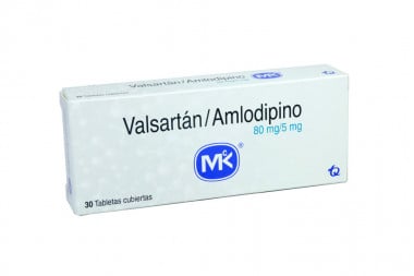 Valsartán / Amlodipino 80 / 5 Mg Caja Con 30 Tabletas Recubiertas