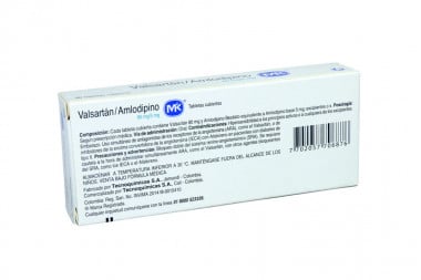 Valsartán / Amlodipino 80 / 5 Mg Caja Con 30 Tabletas Recubiertas