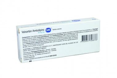 Valsartán / Amlodipino 80 / 5 mg Caja Con 30 Tabletas Recubiertas