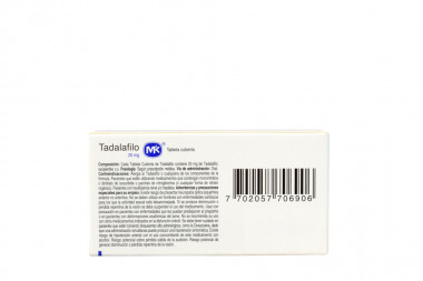 Tadalafilo 20 mg Caja Con 1 Tableta Cubierta