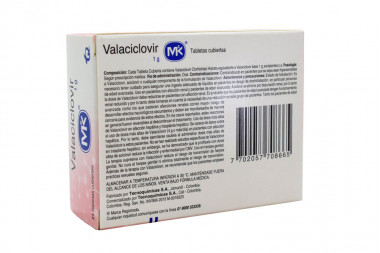 Valaciclovir 1 g Caja Con 21 Tabletas Cubiertas