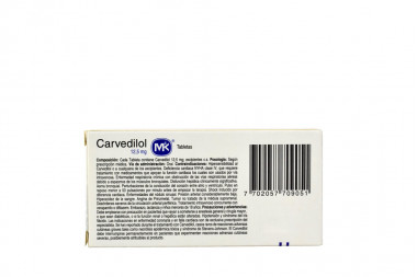 Carvedilol MK 12.5 mg Caja Con 30 Tabletas 