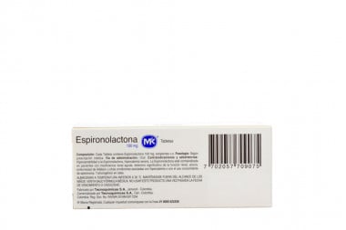 Espironolactona 100 Mg Caja Con 30 Tabletas