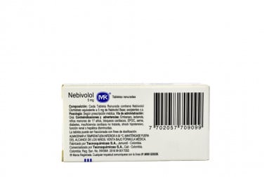 Nebivolol 5 mg Caja Con 30 Tabletas 