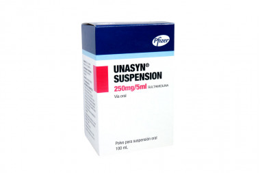 UNASYN Suspensión Oral 250 mg / 5 mL Caja Con FrascO Con 100 mL