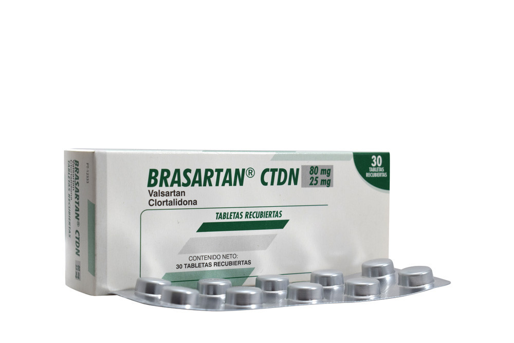 BRASARTAN CTDN TAB REC 80-25 MG ORAL CAJ 30 UN FARMA DE COLOMBIA S.A.S Brasartan Ctdn 80 / 25 Mg Caja Con 30 Tabletas Recubiertas