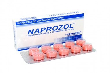 Naprozol 500 / 20 mg Caja Con 10 Tabletas De Liberación Modificada