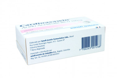 Cardioasawin 100 mg Caja Con 30 Tabletas Con Cubierta Enterica