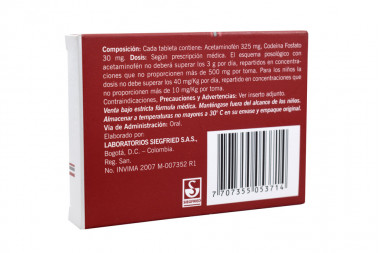 Algimide F 325 / 30 mg Caja Con 10 Tabletas