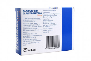 Klaricid UD 500 mg Caja Con 10 Tabletas De liberación Modificada