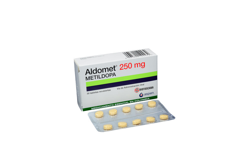 Aldomet 250 mg Caja Con 30 Tabletas Recubiertas