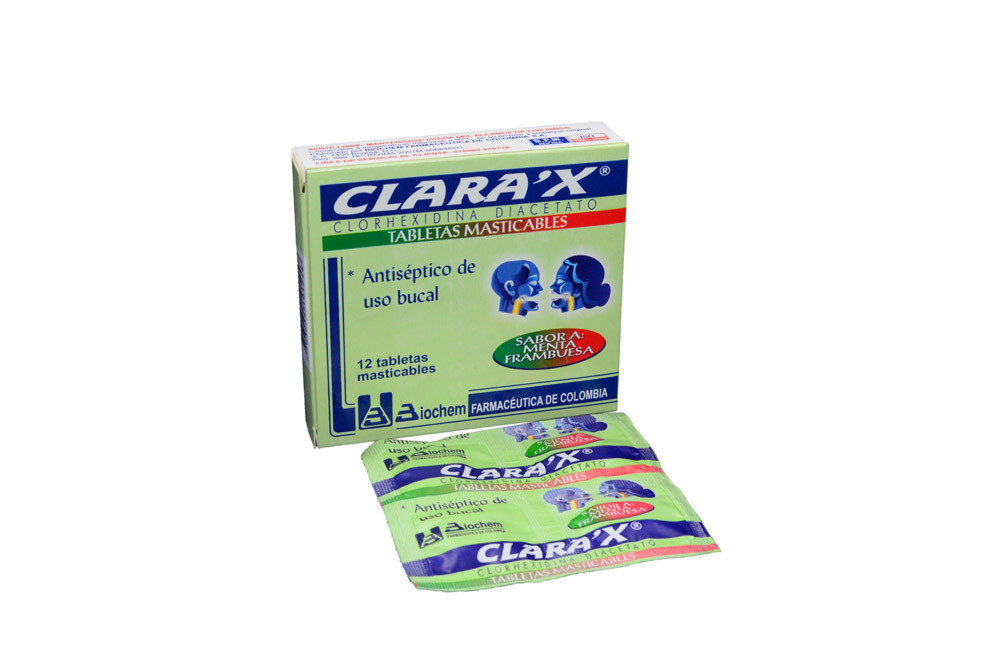 Clarax Caja Con 12 Tabletas Masticables - Sabor a Menta / Frambuesa
