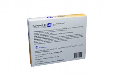 Complejo B  Solución Inyectable 100 / 10 mg Caja Con 3 Jeringas Prellenadas De 2 mL