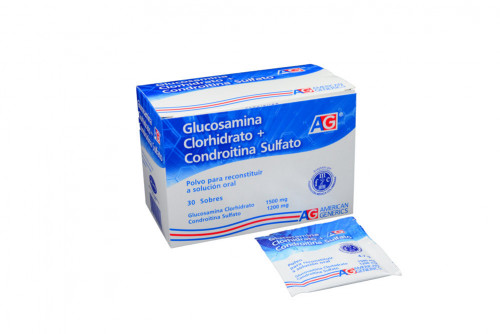 Glucosamina Clorhidrato + Condroitina Sulfato Polvo 1500 / 1200 mg Caja Con 30 Sobres - Solcuión Oral 