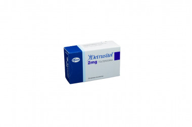 detrusitol 2 mg tolterodina caja con 28 tabletas recubiertas.