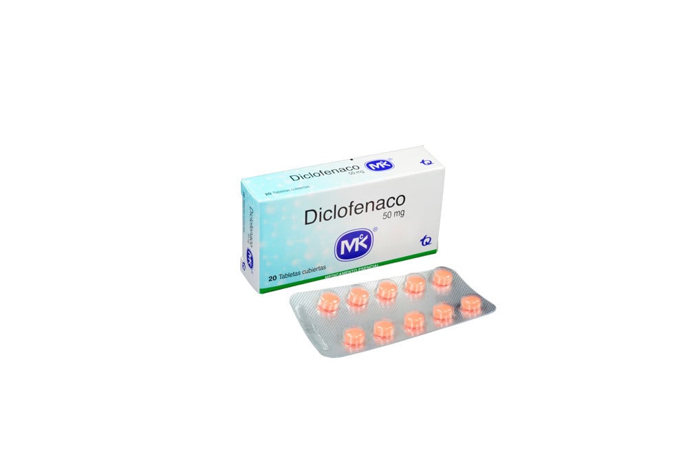 diclofenaco 50 mg caja 20 tabletas recubiertas