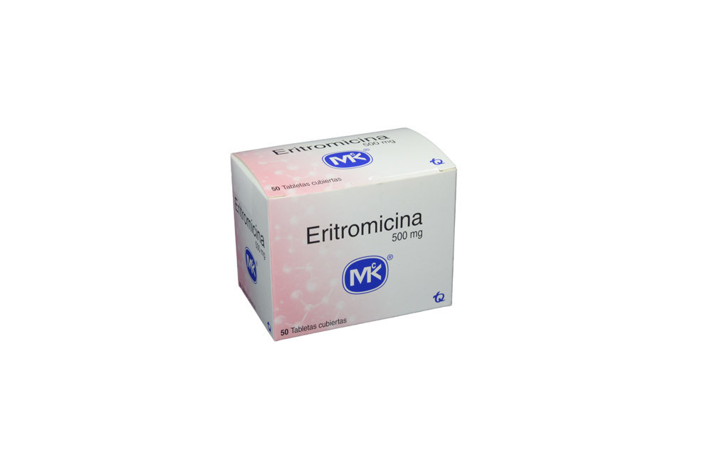 Eritromicina 500 mg Caja Con 50 Tabletas Cubiertas
