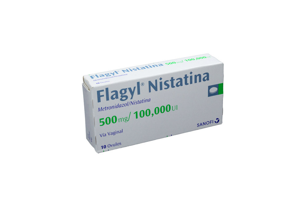 Flagyl Nistatina 500 mg / 100.000 U.I Caja Con 10 Óvulos
