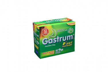 Gastrum Fast 10 mg Caja Con 48 Tabletas Masticables - Sabor A Menta Yerbabuena