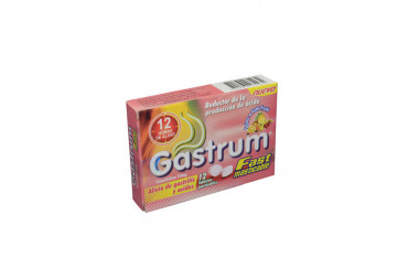 Gastrum 10 mg Caja x 12 Tabletas Masticables Sabor a Tutti Frutti