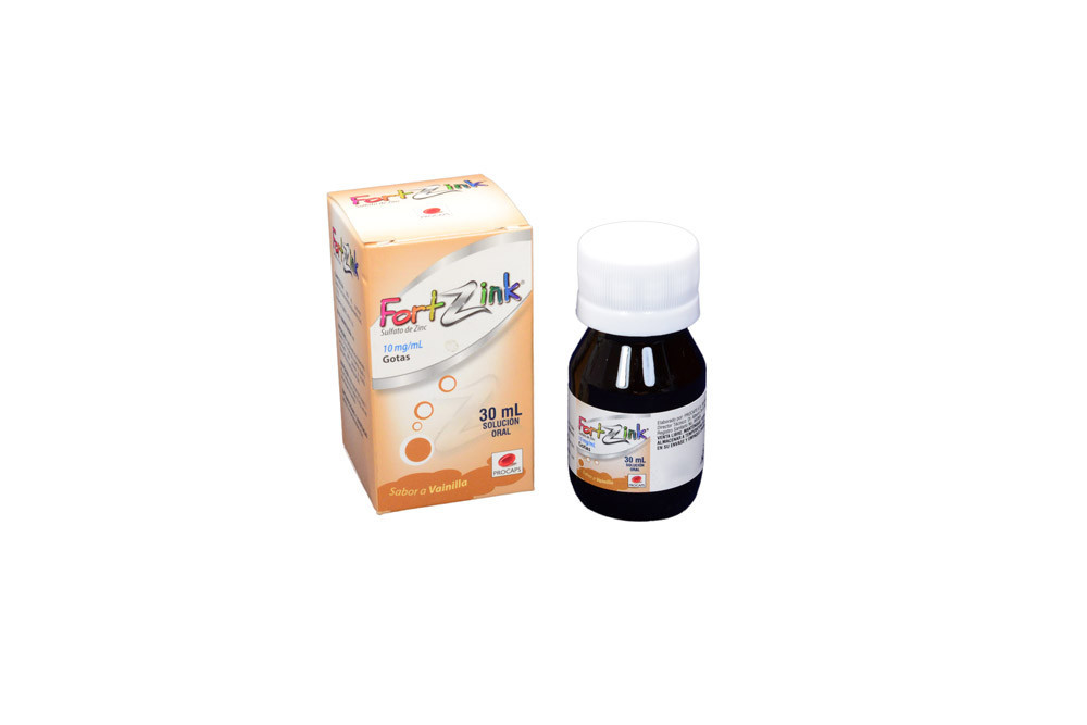 FortZink 10 mg Solución Oral Caja Con Frasco Con 30 mL - Sabor Vainilla