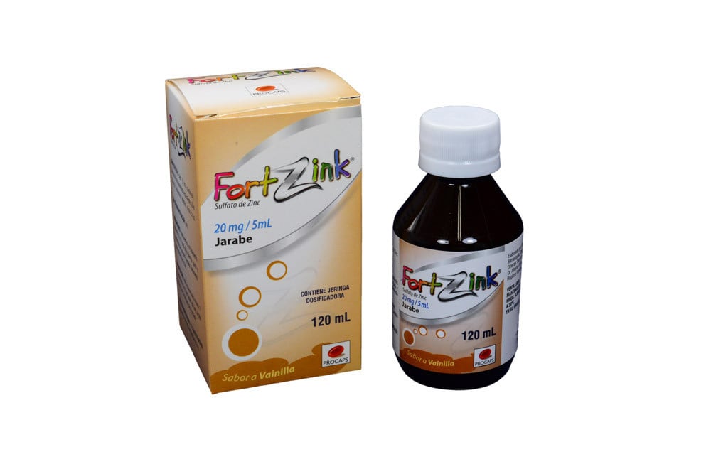 FortZink Jarabe 20 mg / 5 mL Caja Con Frasco Con 120 mL - Sabor Vainilla