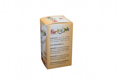 FortZink Jarabe 20 mg / 5 mL Caja Con Frasco Con 120 mL - Sabor Vainilla