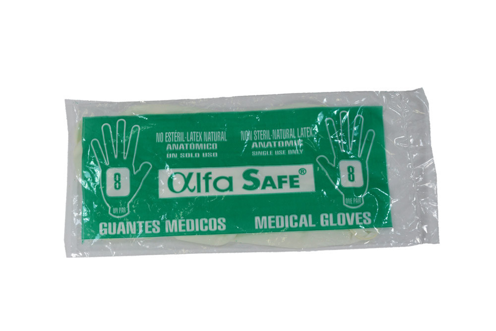 Guantes Médicos Alfa Safe Bolsa Con 1 Par - Talla 8