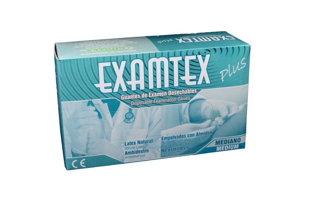 Guantes De Examen Examtex Plus Medianos Caja Con 100 Unidades
