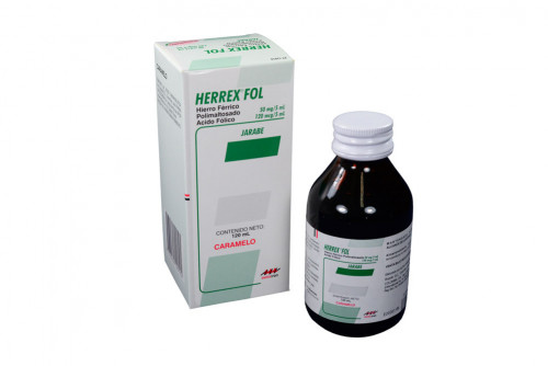 Herrex FOL Jarabe 50 mg / 120 mcg Caja Con Frasco 120 mL - Caramelo
