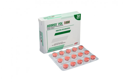 Herrx Fol 1000 Caja x 30 Tabletas Recubiertas – Deficiencias de Hierro