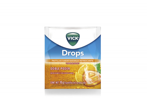 Vick Drops Caja Con 24 Sobres De 5 Pastillas - Sabor A Naranja