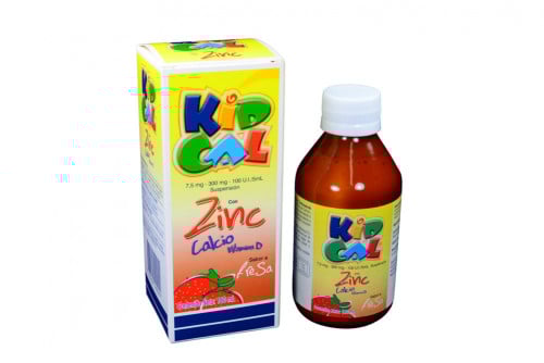 KidCal Suspensión Caja Con Frasco Con 180 mL - Sabor A Fresa 