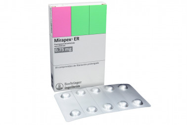 Mirapex ER 0.75 mg Caja Con 10 Comprimidos De Liberación Prolongada