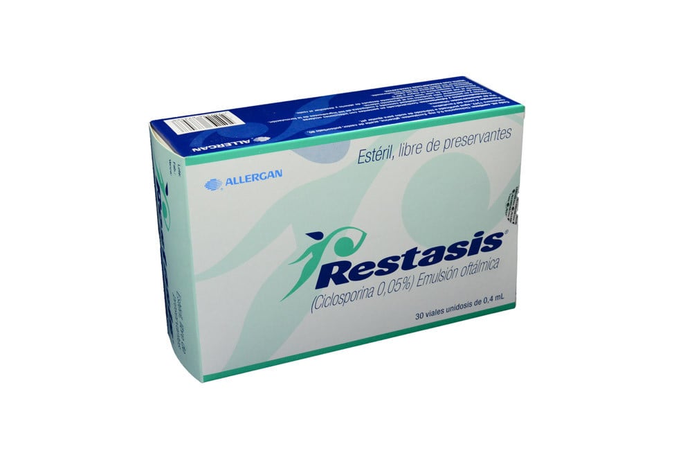 Restasis 0.05% Caja Con 30 Viales Unidosis De 0.4 mL Emulsión Oftálmica Restasis 0.05% Caja x 30 Viales Unidosis De 0.4 Ml Emulsión Oftálmica