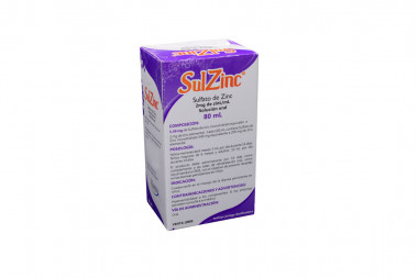 SulZinc Solución Oral 2 mg  Caja Con Frasco Con  80 mL - Sabor A Uva